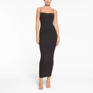 SKIMS Long Slip Dress, Onyx, Size M